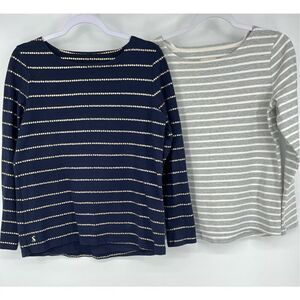 Joules Harbour Navy Starstripe Grey Breton Stripe Boatneck Top Bundle Size US 8